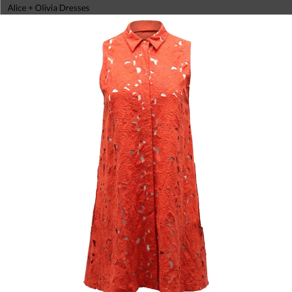 Alice + Olivia Helina A-Line Embroidered Sleeveless Dress